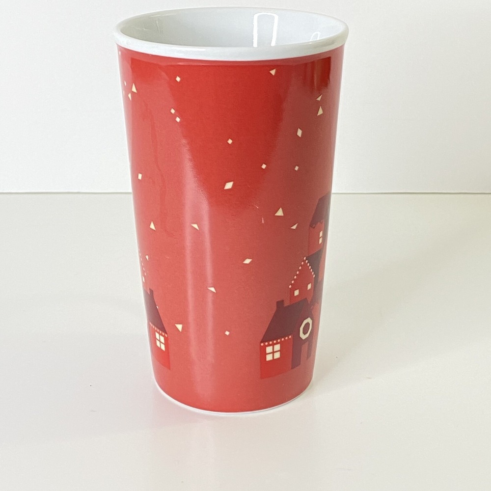 Starbucks Coffee Co. 2013 Ceramic Christmas Holiday Red Village Cup Mug 16 Oz - Picture 3 of 8
